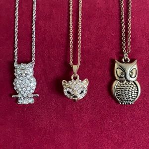 Owl and fox necklaces set